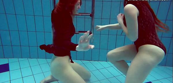  Diana Zelenkina and Simonna sexy brunettes in the pool